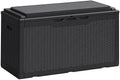 Greesum 100 Gallon Resin Deck Box Large Outdoor Storage Boxes with Cushions for Garden Tools, Patio Furniture Pillows, Pool Supplies, Black by BuynowfromGreesum