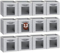 Homsorout Foldable Storage Cubes - Square Organizer with Window, Decorative Baskets for Organizing, Fabric shelf Basket for Clothes, 11 Inch Closet Storage Cubes, Set of 12, Light Grey by Homsorout