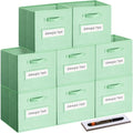 13x13x13 storage cube bins(Set of 8) Fabric storage cubes with 8 Labels Window Cards & a Pen, storage cubes 13x13, Collapsible 13 inch cube storage bins, Cubby Organizer Boxes, Grass Green by Artsdi