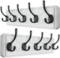 SKOLOO Rustic Coat Rack Wall Mount, 5 Hooks, 17 Inch, Solid Wood, White by SKOLOO