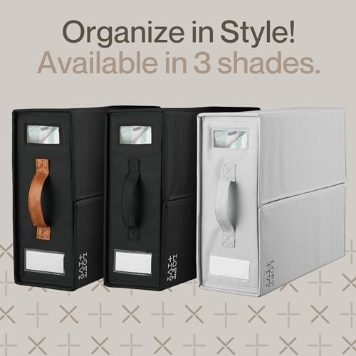 LOFT + IVY Sheet Organizers and Storage – Bed Sheet Holders Box for Linen Closet, Foldable Bedding Storage with Handles, Label Slot, Closure - Image 5
