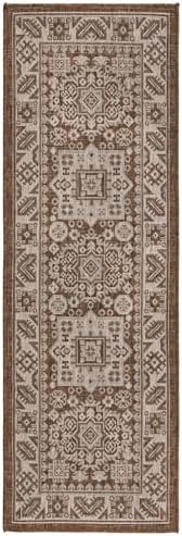 Rugs.com - Outdoor Aztec Rug – 6 Ft Runner Brown Indoor/Outdoor Rug – Washable Flatweave for Patios, Porches, and Hallways - Image 2