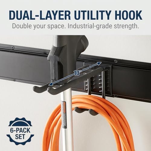 Aking Ace 48 Inch Garage Tool Organizer, Wall Mount 3 Racks 6 Hooks Storage - Image 2