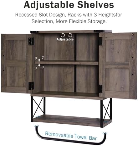 RUSTOWN Farmhouse Medicine Cabinet with 2 Barn Door & Towel Bar Rack - Image 5