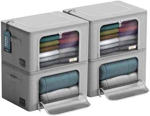 Sorbus Jumbo Clothing Storage Bins with Clear Window (4 Pack, Gray) by Sorbus