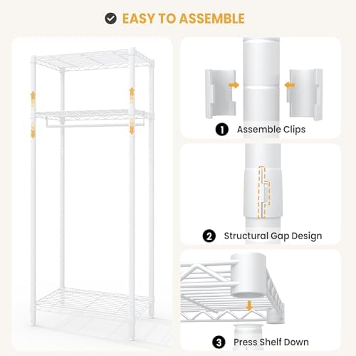 Heavy Duty Clothing Rack 684LBS Metal Wardrobe Organizer Shelves - Image 6
