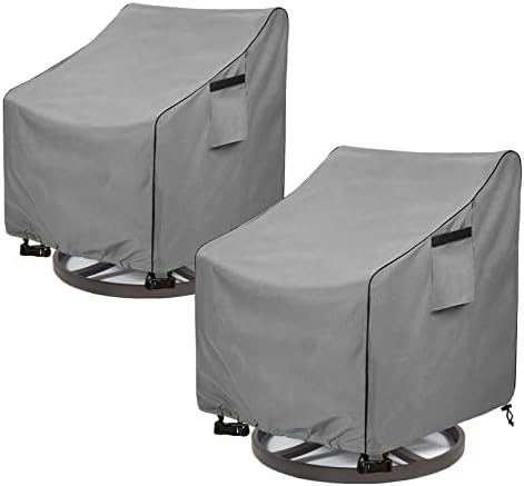 Okcool Patio Chair Covers,Heavy Duty 600D Outdoor Furniture Covers Fits up to 35" W x 37" D x 38.5" H inches -2 Pack,Grey by Okcool