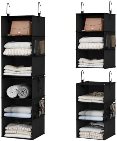 StorageWorks Hanging Closet Organizer, 6-Shelf with 2-in-1 Design, Ivory by StorageWorks