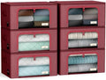 Sorbus Clothes Storage Bins, Clear Window & Handles (6 Pack, Pink) by Sorbus