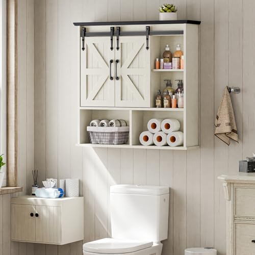 Vabches Bathroom Wall Cabinet, Farmhouse Medicine Cabinet, White and Black - Image 7