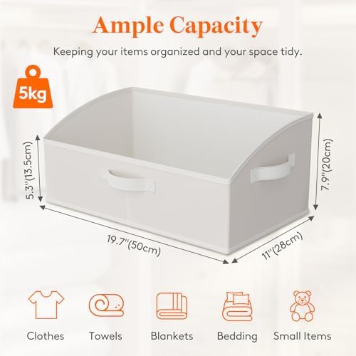Lifewit Trapezoid Closet Storage Bin for Shelf, 6 Packs 23L, White - Image 2