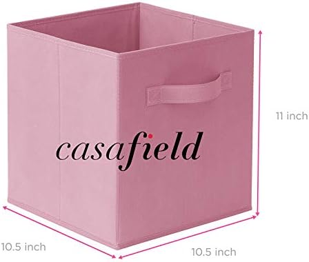 Casafield Set of 12 Collapsible Fabric Cube Storage Bins, Light Pink - 11" Foldable Cloth Baskets for Shelves, Cubby Organizers & More - Image 7