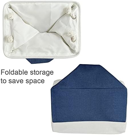 TcaFmac Organization and Storage Basket for Gifts Empty - 16x12x12 inch Large 2 Pack Collapsible Storage Bins for Shelves, Fabric Storage Cubes for Organizing Cloth Toy Kids (White & Jean Blue) - Image 7