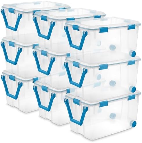 Sterilite Gasket Storage Box with Lids for Home & Office, 120 Quart, 9-Pack by Sterilite
