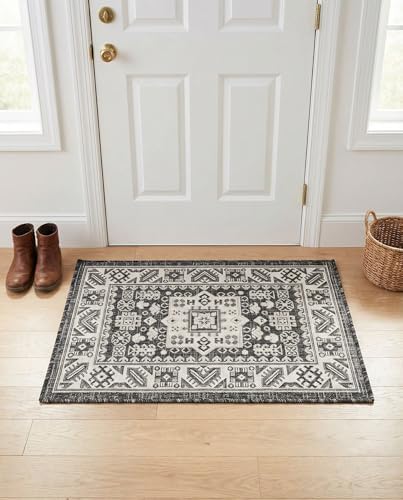 Rugs.com - Outdoor Aztec Rug – 2' x 3' 1 Charcoal Gray Indoor/Outdoor Rug – Weather-Resistant Flatweave for Patios, Decks, and Porches - Image 4