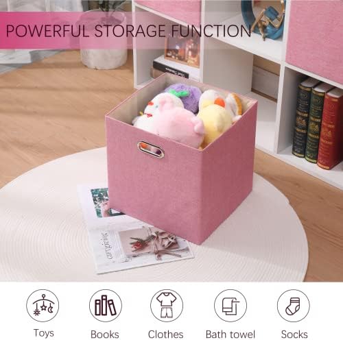 13x13x13 Inch Foldable Cube Storage Bins with Metal Handles, 4 Pack - Image 5