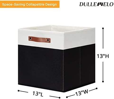DULLEMELO Storage Cubes 13 inch,Cube Storage Bins with Handles for Organizing,Fabric Storage Baskets for Shelves Nursery Closet Home Organization (White&Black-4 Pack) - Image 5