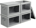 Homsorout Storage Bins with Lids, 4 Pack Large Storage Cubes with Window, Closet Bins with Lids & Handles, Fabric Box for Organizing Clothes, Towels, Books, Grey by Homsorout
