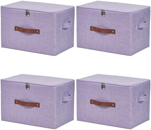 4PCS Storage Bins with Zipper Lids Decorative Lidded Basket Box by VinneGenzz