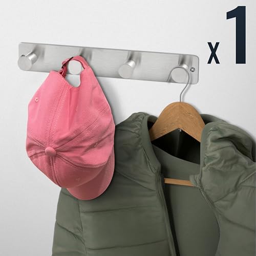 RICOO Heavy Duty Stainless Steel Wall Mounted Coat Hooks, MH025S-4, Elegant Hook Rack for Entryway, Kitchen, Bathroom, with 4 Durable Hooks, Silver - Image 6