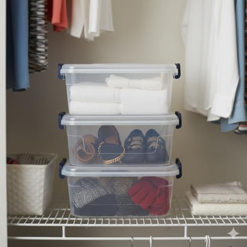Tribello Small Storage Bins with Lids, 6-Pack Stackable Plastic Containers for Home Organization – Clear Totes for Closet and Underbed Storage, 5 Quarts - Image 7