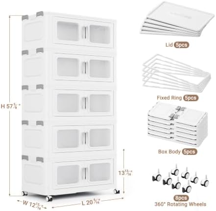 BROVIEW 300 Qt/75 Gal Stackable Storage Bins with Lids, 5 Pack, White - Image 2