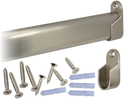 CUSTOM CUT | Oval Closet Rod | Up to 60" | Screw-on Wall Brackets | Satin Nickel by Desunia