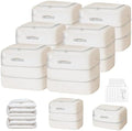 Comforter Storage Bag - 110L Large Capacity Blanket Storage Bags 2-Layer Ultra Space Saving Self Compression Organizer, Washable Compression Bags for Storage Comforter Blanket, 6-Pack, Beige by EasortmPackingCubes