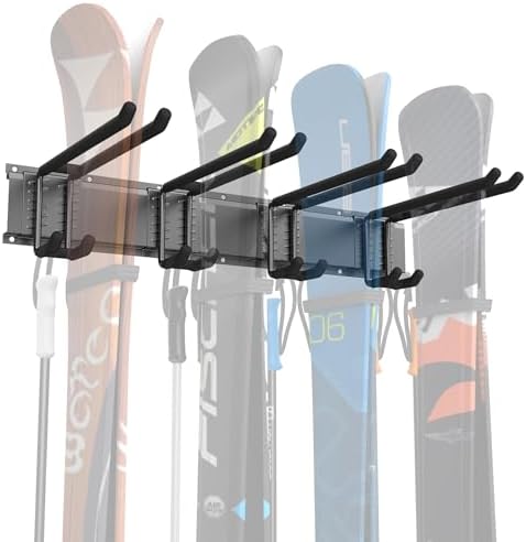 WALMANN Garage Storage Organization Wall Ski Rack 4 Pairs of Skis by WALMANN
