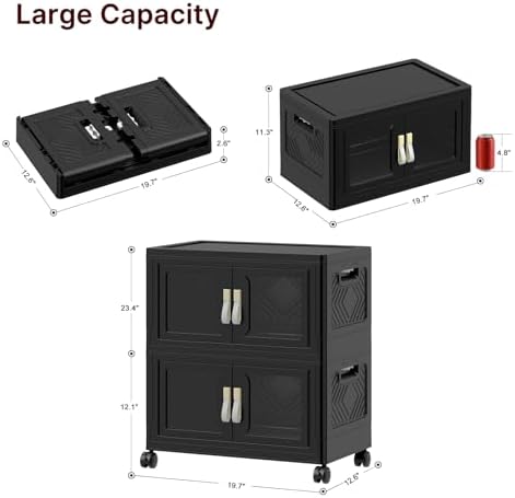 168QT Stackable Storage Bins with Lids, 42Gal Foldable Storage Cabinets - Image 2