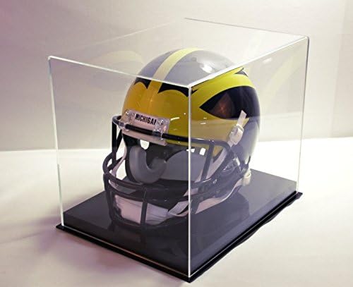 Full-Size Football Helmet Display Case - Crystal-Clear Acrylic, Black Base - No Assembly Required - Made in the USA - UV Filtering Protective Showcase for Collectible Helmets - Image 2