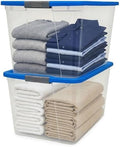HOMZ Clear Plastic Storage Bin with Secure Latching Blue Lid, 64 Qt, 2 Pack by Homz