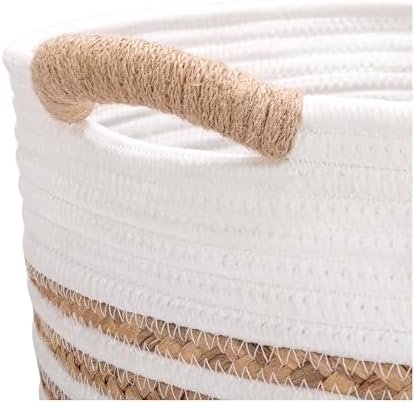 Seville Classics Premium Natural Handwoven Portable Laundry Bin Basket with Carrying Handles, Household Storage for Clothes, Linens, Sheets, Hamper with Liner, White - Image 7