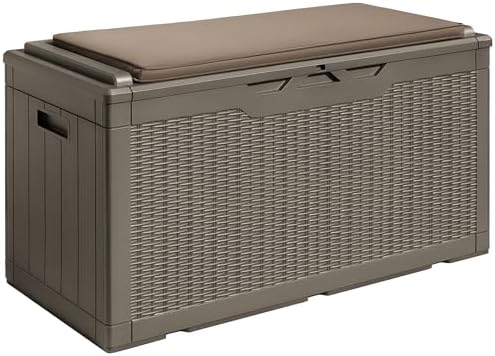 Devoko 100 Gallon Resin Waterproof Outdoor Storage Box with Cushion by DEVOKO