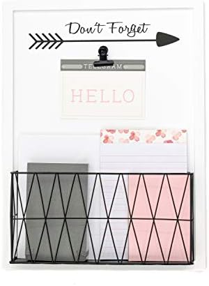 BLU MONACO | Wall Mail Organizer for Home in Rustic White Wood | Wall Mounted Document Holder with Metal Basket | Office Mailbox Wall Mount and Outgoing Mail Holder by Blu_Monaco