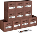 11 Inch Storage Cube,Storage bin,cube storage (Set of 10) Foldable Fabric Cube Storage Bins with 10 Labels Window Cards & a Pen,Baskets Containers for Shelves,Closet Organizers Box,Brown by Artsdi