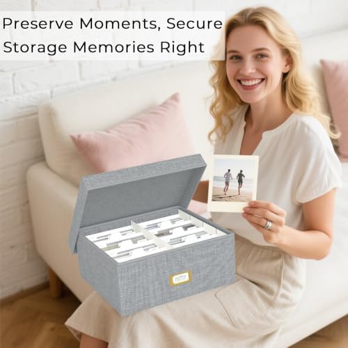 Decorative Photo Storage Box, 2 Pack Linen Photo Box Hold 1700 4x6 Pictures - Image 5