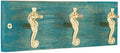 Coastal Wall Mounted Coat Rack with 3 Polished Brass Seahorse Hooks for Hanging, Distressed Hook Rail for Hat & Coats, Nautical Beach Themed Organizer for Entryway & Bathroom by TheWoodburyLane