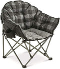 Guide Gear Club Camping Chair, Oversized, Portable, Folding with Padded Seats, 500-lb. Capacity Gray Plaid by GuideGear