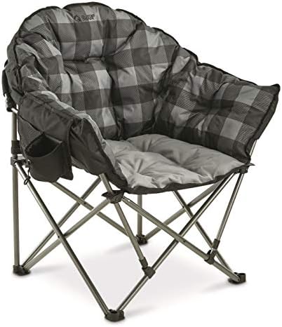 Guide Gear Club Camping Chair, Oversized, Portable, Folding with Padded Seats, 500-lb. Capacity Gray Plaid by GuideGear