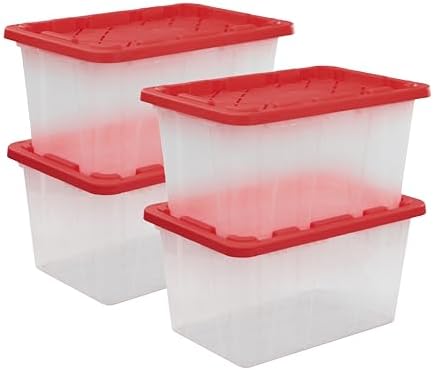 CX Xtra Tall Heavy Duty Clear 27-Gallon Stackable Plastic Storage Bins, 4pk by BLACKYELLOW