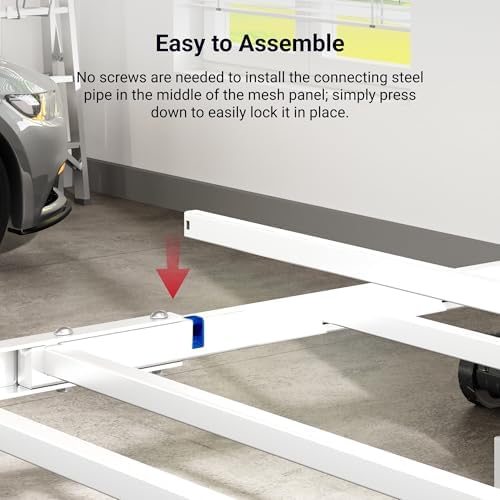 FLEXIMOUNTS 4x8 Overhead Garage Storage Rack with 6 Hooks, 2 Pack, White - Image 4
