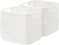 UBBCARE Set of 2 Kallax Storage Cubes-13 ×15 ×13 Inch, Cotton Rope Basket for Shelves, Toys, Book, Cube Storage Bin with Handles, Woven Storage Basket for Organizing, White by UBBCARE