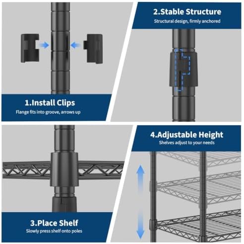 Metal Wardrobe Rack 485LBS Portable Closet Organizer with Cover Black - Image 6