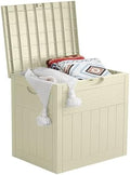 EHHLY 33 Gallon Deck Box, Small Outdoor Storage Box Waterproof, Lockable Secure Package Bin Delivery Box for Outside Front Porch, Patio Cushions Storage Box, Delivery Driver Snack Box for Porch, White by EHHLY