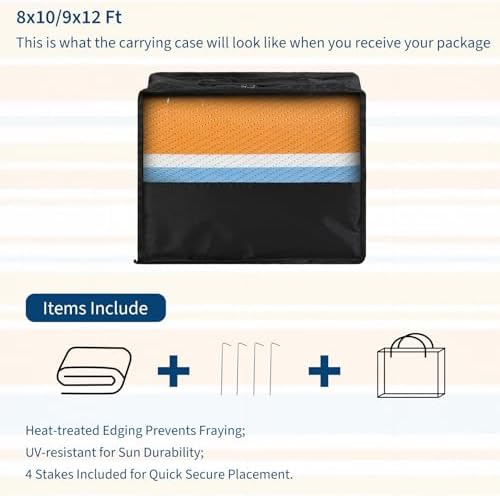 Garvee 8x10 Outdoor Rug Modern Striped Lines Plastic Straw Rug Blue Orange - Image 6
