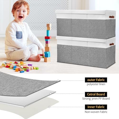 Extra Large Toy Storage Box with Lid,Toy Chest Bin Basket with Dividers - Image 6