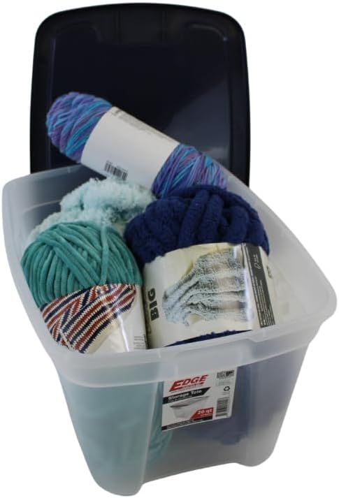 Edge Plastics Classic Storage Tote, durable storage in for home or garage with secure snap lid designed for stacking (6, Clear with Ink Lid, 5 Gallon) - Image 4