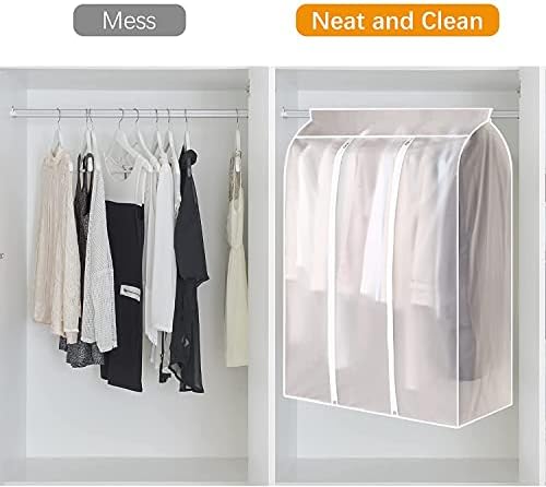 2 Pcs 50'' Garment Rack Cover, Dustproof Waterproof Garment Bags for Hanging Clothes Clothing Storage Bag with Zipper for Closet Storage, Hanging Shirts, Coats, Dresses, Suits, Seal Closets - Image 4