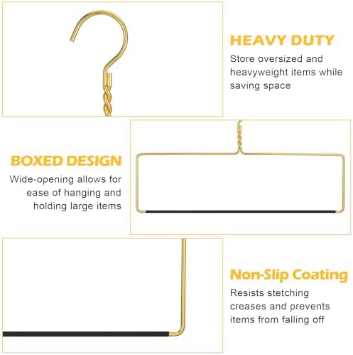 Leinuosen 20 Pack Gold Blanket Hangers 18 Inch Wide Heavy Duty Hangers for Quilts, Table Cloths, Comforters with Nonslip Vinyl Coated for Closet Sleeping Bags Storage - Image 3